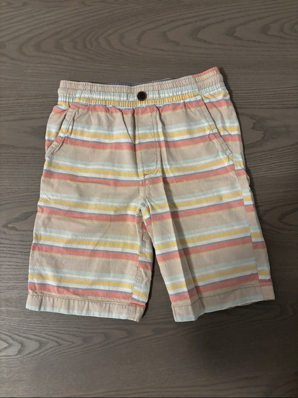 OshKosh B'gosh Striped Pull-On Shorts in Peach, Yellow & Light Blue